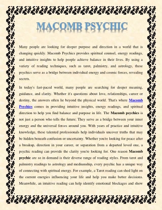 Macomb Psychic