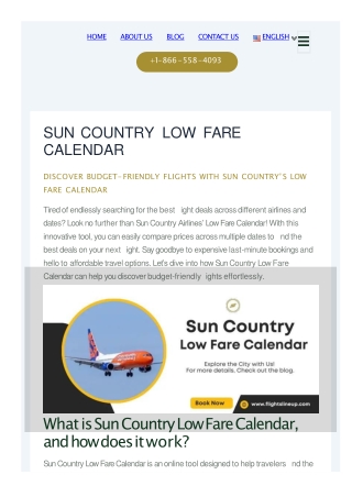 What is the Sun Country Low Fare Calendar