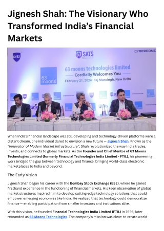 Jignesh Shah The Visionary Who Transformed India’s Financial Markets