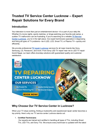 Trusted TV Service Center Lucknow – Expert Repair Solutions for Every Brand