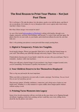 The Real Reason to Print Your Photos – Not Just Post Them