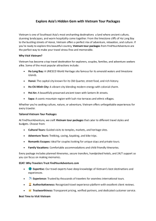 Explore Asia’s Hidden Gem with Vietnam Tour Packages