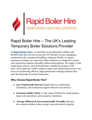 Rapid Boiler Hire