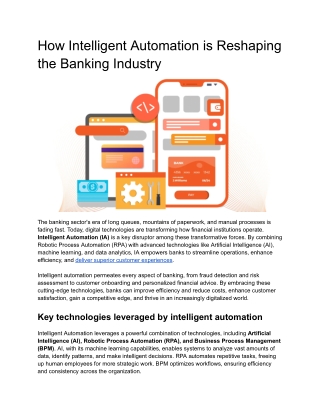 How Intelligent Automation is Reshaping the Banking Industry