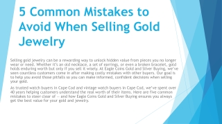 5 Common Mistakes to Avoid When Selling Gold