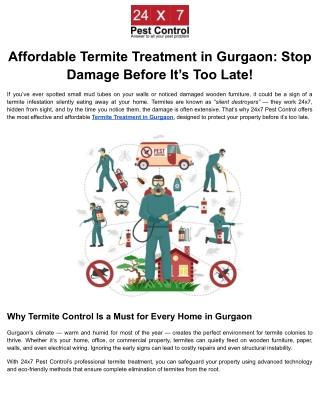 Affordable Termite Treatment in Gurgaon_ Stop Damage Before It’s Too Late