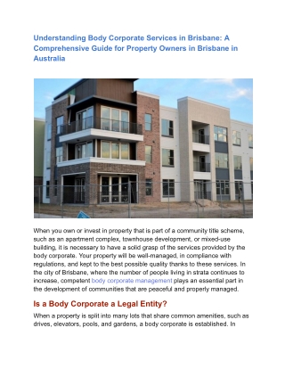 Understanding Body Corporate Services in Brisbane_ A Comprehensive Guide