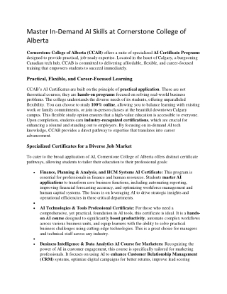 Master In-Demand AI Skills at Cornerstone College of Alberta
