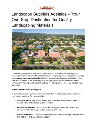 Landscape Supplies Adelaide – Your One-Stop Destination for Quality Landscaping Materials