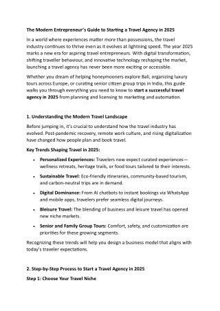 The Modern Entrepreneur’s Guide to Starting a Travel Agency in 2025