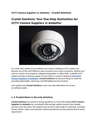 CCTV Camera Suppliers in Ambattur - crystal solutions