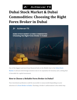 Dubai Stock Market & Dubai Commodities_ Choosing the Right Forex Broker in Dubai