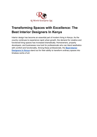 Transforming Spaces with Excellence_ The Best Interior Designers In Kenya