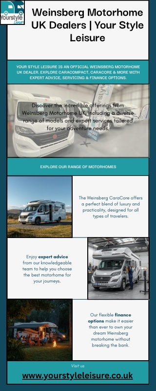 Best Weinsberg Motorhome UK Dealers  Your Style Leisure
