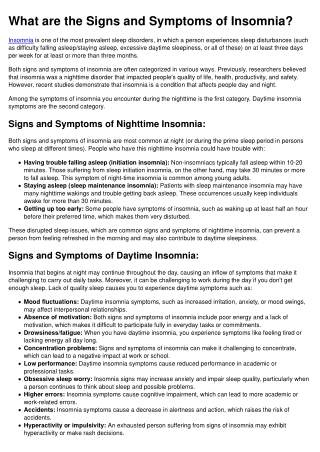 What are the Signs and Symptoms of Insomnia