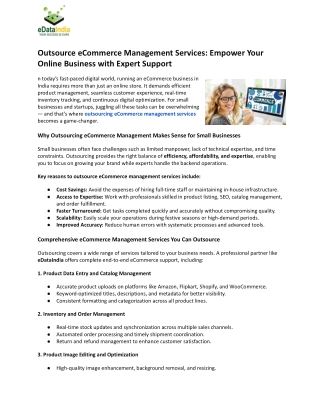 Outsource eCommerce Management Services_ Empower Your Online Business with Expert Support