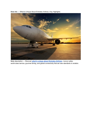 _What Is Unique About Emirates Airlines _ Key Highlights