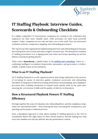 IT Staffing Playbook_ Interview Guides, Scorecards & Onboarding Checklists