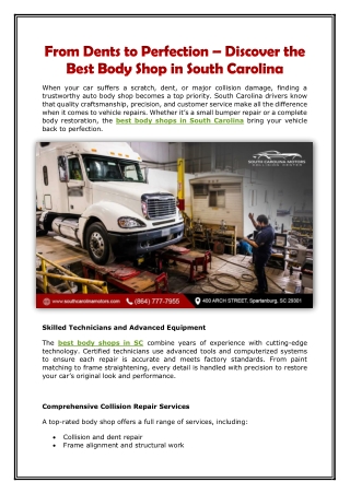 From Dents to Perfection – Discover the Best Body Shop in South Carolina