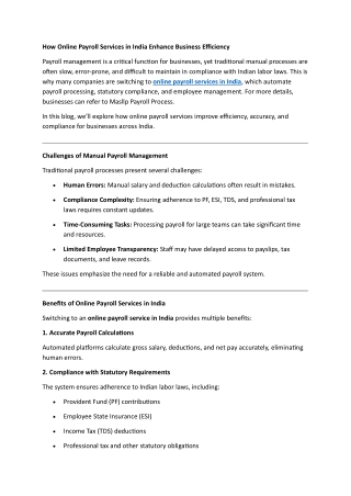 How Online Payroll Services in India Enhance Business Efficiency