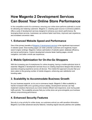 How Magento 2 Development Services Can Boost Your Online Store Performance