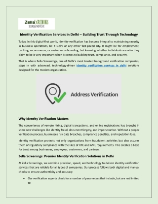 Identity Verification Services in Delhi – Building Trust Through Technology