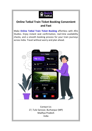 Online Tatkal Train Ticket Booking Convenient and Fast