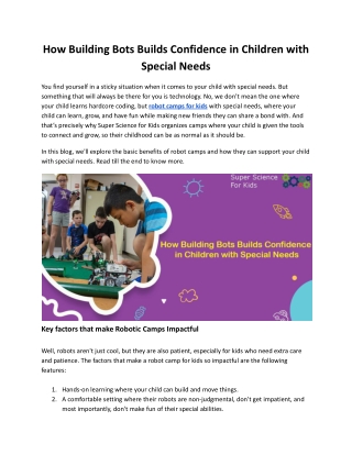 How Building Bots Builds Confidence in Children with Special Needs