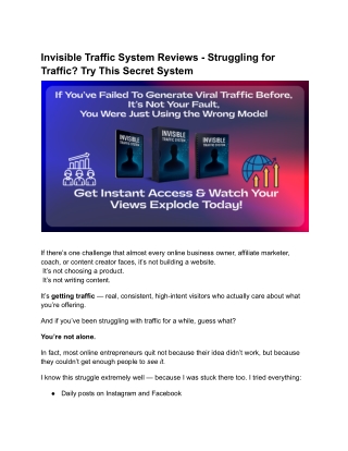 Invisible Traffic System Reviews – Faceless Traffic Method