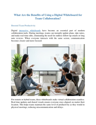 Benefits of Using a Digital Whiteboard for Team Collaboration