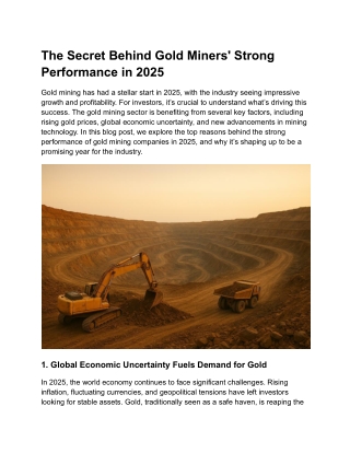 The Secret Behind Gold Miners' Strong Performance in 2025
