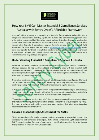 Empower Your SME with Sentry Cyber: Simplifying Essential 8 Compliance Across AU