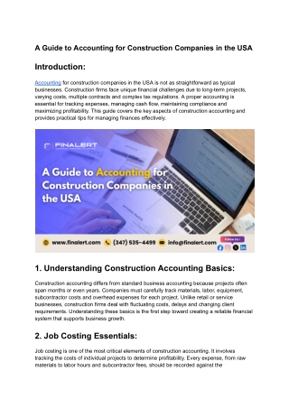 A Guide to Accounting for Construction Companies in the USA