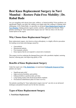 Knee Replacement Surgery in Navi Mumbai