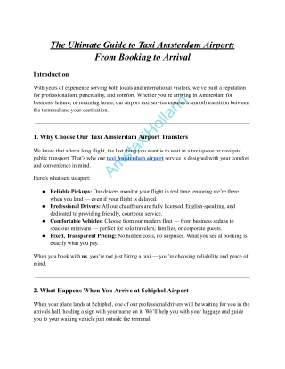 The Ultimate Guide to Taxi Amsterdam Airport