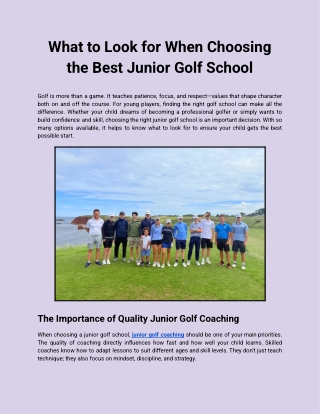 What to Look for When Choosing the Best Junior Golf School