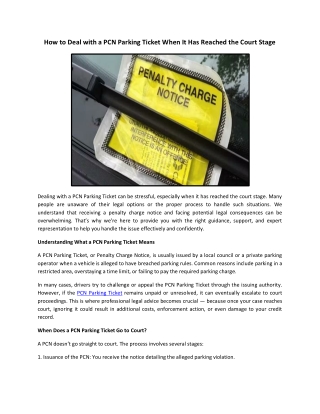 How to Deal with a PCN Parking Ticket When It Has Reached the Court Stage