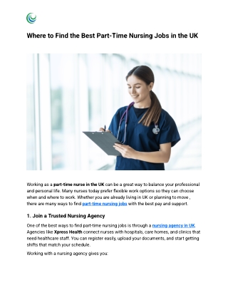Where to Find the Best Part-Time Nursing Jobs in the UK