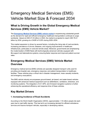 Emergency Medical Services (EMS) Vehicle Market Size, Share & Trends 2034