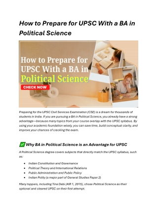 How to Prepare for UPSC With a BA in Political Science