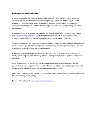 Pre nursery schools pune ranking