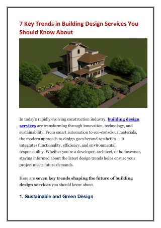 7 Key Trends in Building Design Services You Should Know About