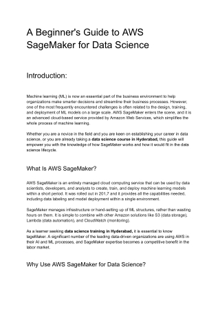 A Beginner’s Guide to AWS SageMaker for Data Science