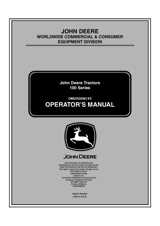 John Deere 145 Lawn Tractors Operator’s Manual Instant Download (PIN10001-) (Publication No.22083)