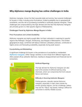 Why Alphonso mango Buying has online challenges in India?