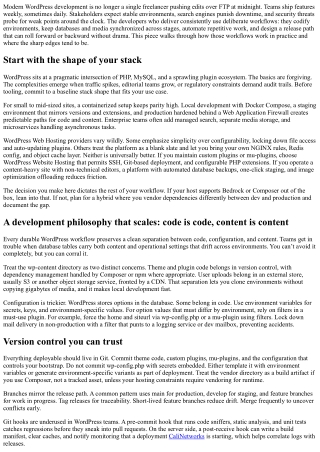 Developer Workflows for Modern WordPress Website Management