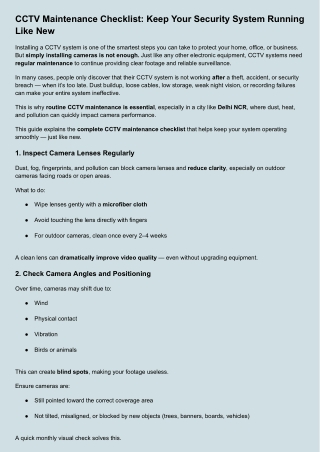 CCTV Maintenance Checklist_ Keep Your Security System Running Like New