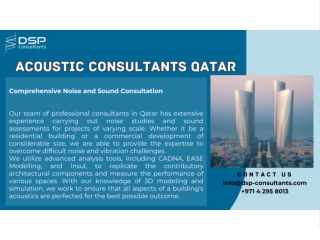 Acoustic Study & Testing Services in Qatar: DSP Consultants Leading the Way