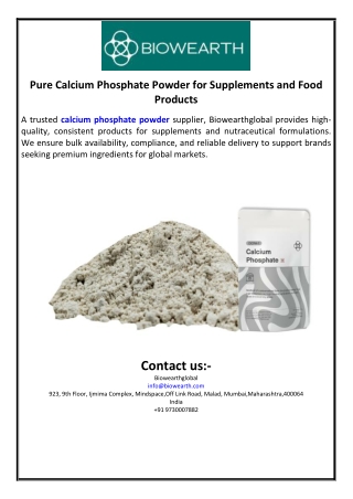 Pure Calcium Phosphate Powder for Supplements and Food Products