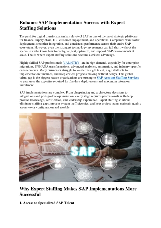 Enhance SAP Implementation Success with Expert Staffing Solutions